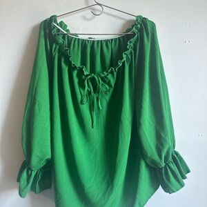Green Women's Ruffled Top